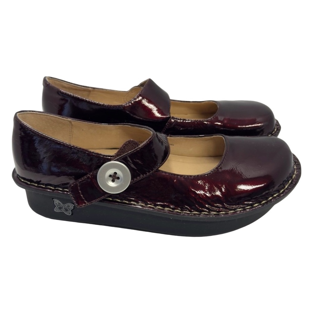 Alegria Paloma Mary Jane Clogs – Burgundy Wine Patent Leather (Size 40) - Picture 4 of 10